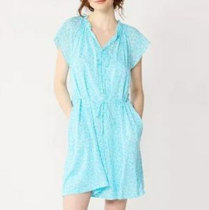 DRAPER JAMES RSVP Keyhole Flutter Sleeve  Floral Dress A Line Flowy Sz S